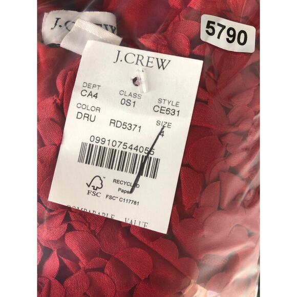 J. Crew Rosette Dress 3D Flower Petal Sleeveless Mini Sheath Deep Ruby Red NWT 4 - Picture 9 of 9